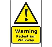 Warning Pedestrian Walkway self-adhesive vinyl sign - 20 x 30 cm