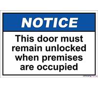 Warning plaque new retro this door must remain unlocked when occupied notice aluminum metal sign for men, women, unisex outdoor & indoor 8×12 INCH