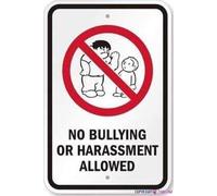 Warning plaque No Bullying Or Harassment Allowed (with Graphic) Metal Tin Sign Wall Art Decor Safety Signs for Outdoor & Indoor office 8"x12"
