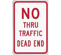 Warning plaque no thru traffic,dead end red dead traffic signs end sign road no outlet thru not a through street courtyard decoration office sign outdoor & indoor safety sign 8×12 INCH