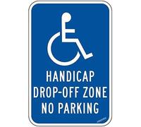 Warning Plaque Wall Decor Handicap Drop-Off Zone No Parking Property Private Bedroom House Room Close gate with Symbol Metal Tin Sign Outdoor & Indoor Safety Sign 8 X 12 Inch (2 Pack)
