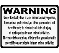 Warning plaque wall decor kentucky equine liability law sign inform patrons at your horse riding facility of your company's rules road sign business sign aluminum metal tin sign 1 8×12 INCH