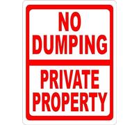Warning plaque wall decor no dumping private property sign prevent illegal garbage disposal on land decoration sign road sign business sign aluminum metal tin sign 1 8×12 INCH