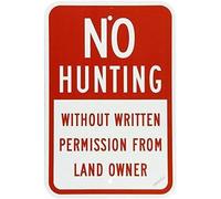 Warning Plaque Wall Decor No Hunting Without Permission From Land Owner Street Caution Metal Tin Yard Office Outdoor Indoor Safety Metal Tin Sign 8X12 Inch
