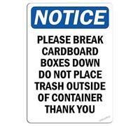 Warning Plaque Wall Decor Please Break Cardboard Boxes Down Do Not Metal Tin Signs Yard Sign Office Sign Outdoor & Indoor Safety Sign 8 X 12 Inch