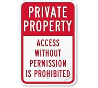 Warning Plaque Wall Decor Private Property Access Without Permission Is Prohibited Metal Tin Yard Office Outdoor Indoor Safety Metal Tin Sign 8X12 Inch