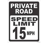Warning Plaque Wall Decor Private Road Speed Limit 15 Mph -Help Keep Speeds Down in Neighborhoods Sign Office Outdoor Indoor Safety Aluminum Signage 8x12 Inch
