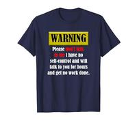 Warning Please Don't Talk to me i Have no self-Control Funny T-Shirt, Men, Navy Blue, 3X-Large