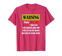 Warning Please Don't Talk to me i Have no self-Control Funny T-Shirt, Men, Red Heather, Small