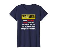 Warning Please Don't Talk to me i Have no self-Control Funny T-Shirt, Women, Navy Blue, 3X-Large