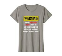 Warning Please Don't Talk to me i Have no self-Control Funny T-Shirt, Women, Slate Grey, Large