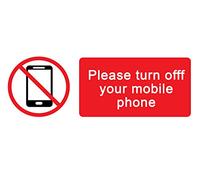WARNING - PLEASE TURN OFF YOUR MOBILE PHONE - Warning Sign Removable Self Adhesive Label - 100mm x 148mm - Pack of 4