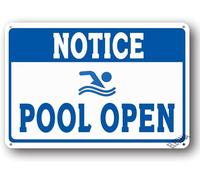 Warning Pool Rules Sign - Swimming Pool Open Notice Metal Safety Sign 12x8 Inch