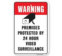 Warning Premises Protected By 24 Hours Video Surveillance Sign Funny Retro Metal Sign 8X12 Inches