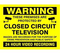 Warning Premises Protected CCTV 24 Hour Video Recording safety sign - 3mm Aluminium sign 800mm x 600mm