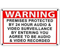 Warning Premises Under 24 Hr Audio Video Surveillance Home Security Cctv Signs Vintage Metal Tin Sign 8X12 Inches