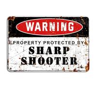 WARNING Property Protected by Sharp Shooter Rustic Security Sign metal signs Signs & Plaques home decor 12x8 inch/30x20cm