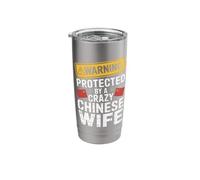 Warning Protected by A Crazy Chinese Wife Stainless Steel Insulated Tumbler