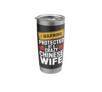 Warning Protected by A Crazy Chinese Wife Stainless Steel Insulated Tumbler
