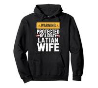 Warning Protected By A Crazy Latvian Wife Pullover Hoodie