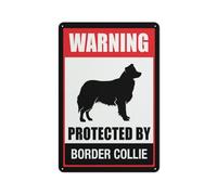 Warning Protected By Border Collie Sign Warning Sticker-Security Sign Outdoor Sign 12 X 8 Inches