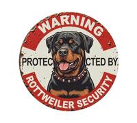 Warning Protected By Rottweiler Dog Security Vintage Metal Tin Sign