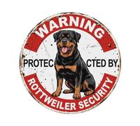 Warning Protected By Rottweiler Dog Security Vintage Metal Tin Sign