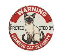 Warning Protected By Siamese Cat Security Vintage Metal Tin Sign