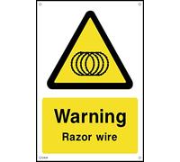 Warning Razor Wire Sign - 150mm x 200mm - 3mm Metal Composite Drilled Sign (CA34)