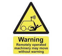 Warning Remotely Operated Machinery May Move Without Warning Site Safety Warning Sign Adhesive Sticker A4 297mm x 210mm