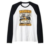 Warning Retired Engineer Knows Everything Humor Raglan Baseball Tee