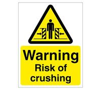 Warning Risk Of Crushing Sign 150mm x 200mm Self adhesive vinyl sticker - Warns people of potentially fatal crushing hazards (1)