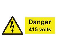 Warning Safety Danger 415 Volts Electric Sign Self Adhesive Gloss Sticker 165mm x 65mm