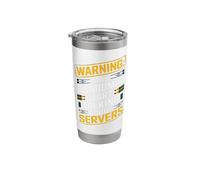 Warning Server Talk Meme IT Humor Data Center Funny Sysadmin Stainless Steel Insulated Tumbler