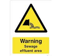 Warning Sewage Effluent Area - Water Safety Signage - Durable, High-Visibility UK Compliance Sign (300x200mm Rigid PVC)