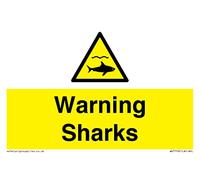 Warning sharks Sign - 150x100mm - A6L