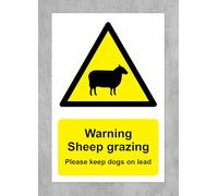 Warning Sheep grazing please keep dogs on lead safety sign - 1mm Plastic sign (200mm x 150mm)