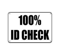 Warning Sign 100% ID Check Security Vintage Metal Tin Signs for Home Workplace Kitchen Bar Cafe Garden Farm Farmhouse Wall Decor 8x12 Inch