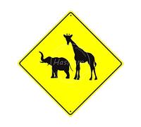 Warning Sign 12X12 Inches Giraffe Elephant Funny Vintage Retro Metal Tin Sign Poster For Restaurant Cafe Kitchen Home Garage Decorativeg Sign Aluminum Tin Sign