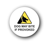 Warning sign about the potential danger of a dog bite if the animal is provoked. Sign - 9.5x9.5cm Brushed Aluminium