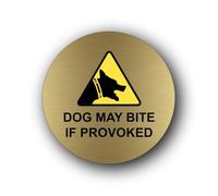 Warning sign about the potential danger of a dog bite if the animal is provoked. Sign - 9.5x9.5cm Brushed Aluminium