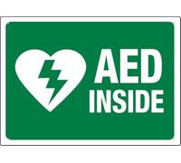 Warning Sign - Aed Inside Green And White Large, Aluminum Warning Tin Sign, for Home, Kitchen, Farm, Garden, Garage, 12x16 inch