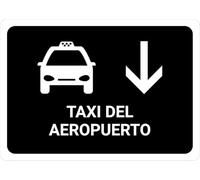 Warning Sign - Airport Taxi With Down Arrow Black Spanish Landscape, Wall Sign Spanish Metal Sign, Danger Warning For Man Cave, Yard, Indoor Or Outdoor, Clear Direction For Taxi Areas, 12X8 Inch