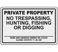Warning Sign - Alaska No Trespassing, Aluminum Tin Warning Sign, Fits Home, Outdoor, Garden Alaska Property Perimeters, 12X8 Inch