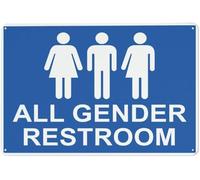 Warning Sign - All Gender Restroom, Reflective Aluminum Metal Sign with Symbol, for Public Buildings, Offices, Indoor Outdoor Use, 12x8 inch