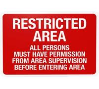 Warning Sign: All Persons Must Have Permission from Area Supervisor Before Entering, Metal Sign; Business, Office, Road, Street, Home Security Decor 12x8 inch