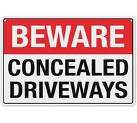 Warning Sign - Beware Concealed Driveways, Vintage Wall Decor Metal Sign, Ideal For Home, Farm, Bar, Coffee Shop, Club Near Hidden Driveways, 12X8 Inch