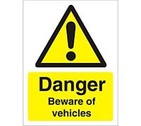 Warning Sign Beware Of Vehicles Adhesive Plastic 20 x 15 cm