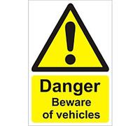 Warning Sign Beware Of Vehicles Adhesive Plastic 60 x 40 cm