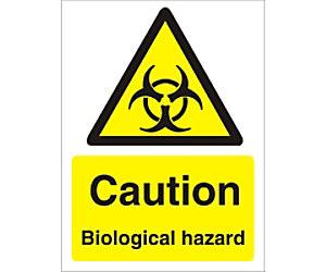 Warning Sign Biological Adhesive Vinyl 20 x 15 cm